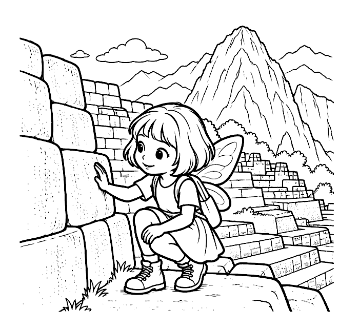 Exploring ancient terraces colouring page