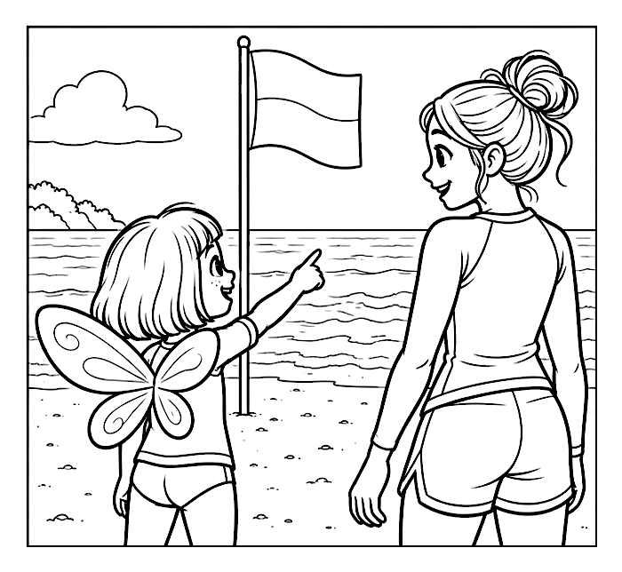 Checking the safety flag colouring page